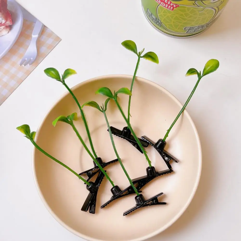 100pcs Bean Sprouts Hair Clips Whimsical Bean Sprout Hair Clips Fake Leaf Hairpins Children Halloween Christmas Hair Clips