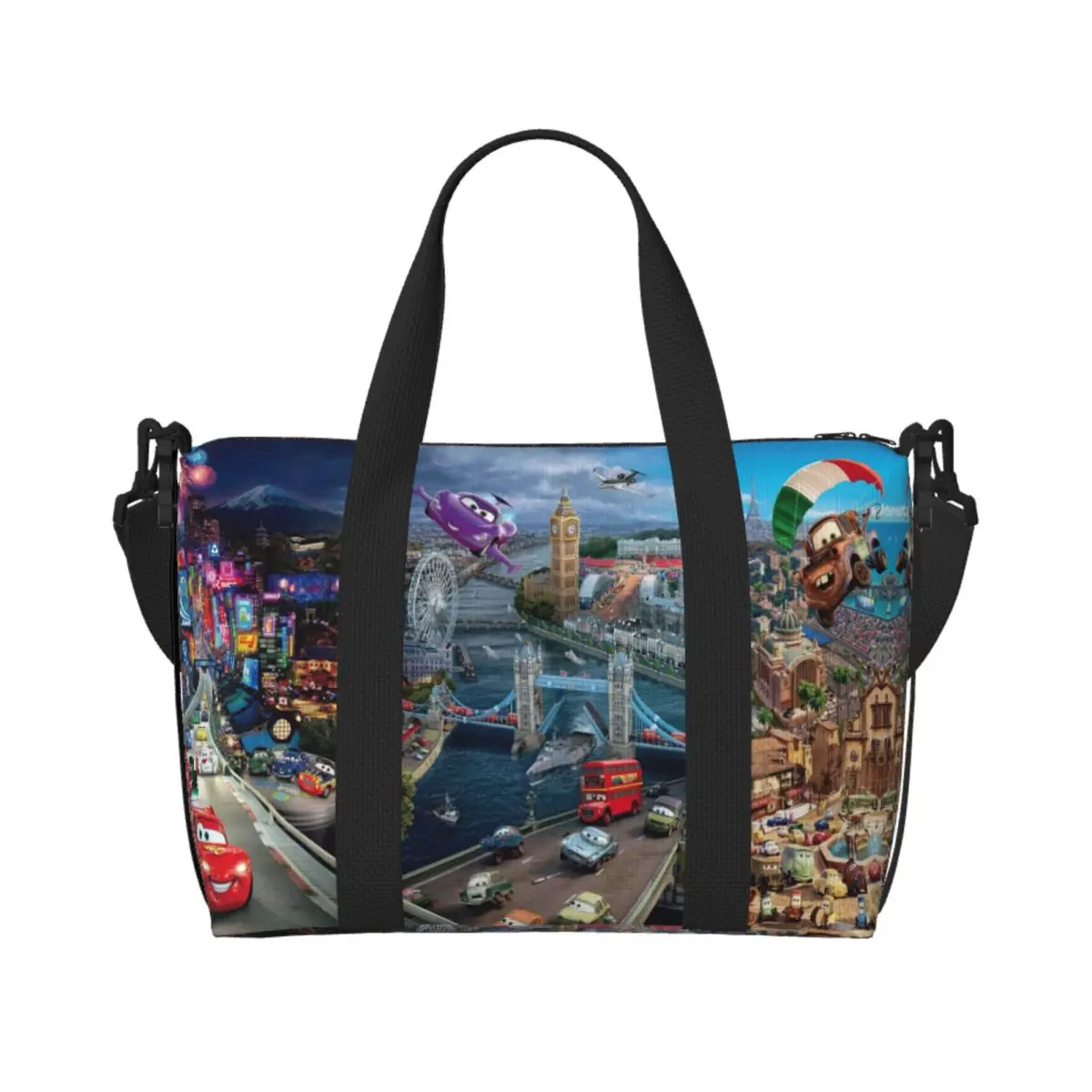 

Custom Cars Racing Friends Beach Tote Bag for Women Extra Large Gym Carry On Travel Shopping Bags
