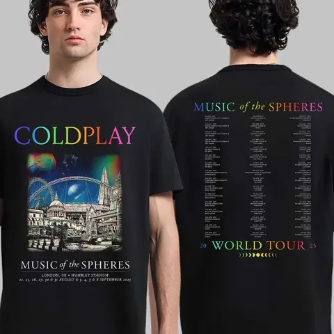 Coldplay London Music of The Spheres Tour Tee 2025, bij Wembley Stadium op 22 23 High-end luxe is voor zowel mannen als vrouwen Top Y2k