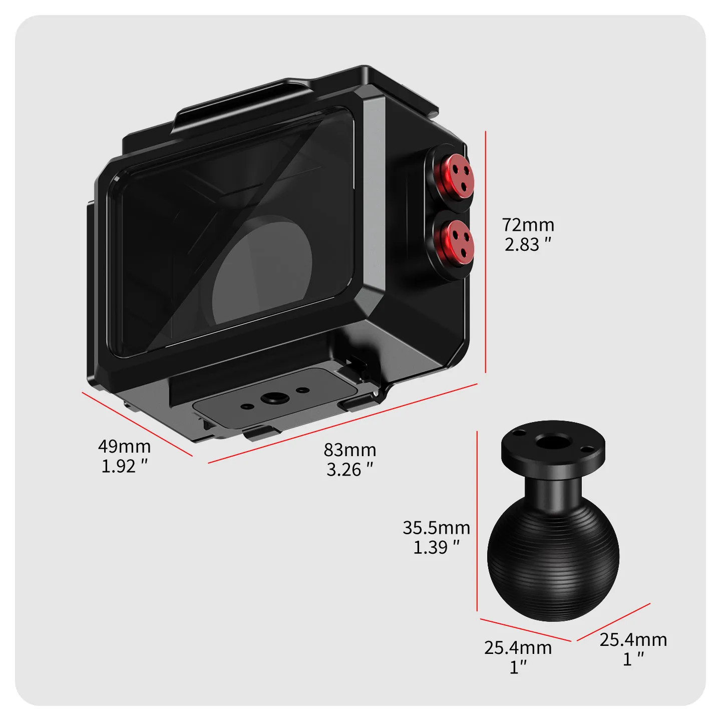 80M Wasserdichtes Unterwassergehäuse für Insta360 GO Ultra Action-Kamera, Metallkäfig mit Kugelkopfhalterung für Regen- und Fahrradfotografie – Detail 19