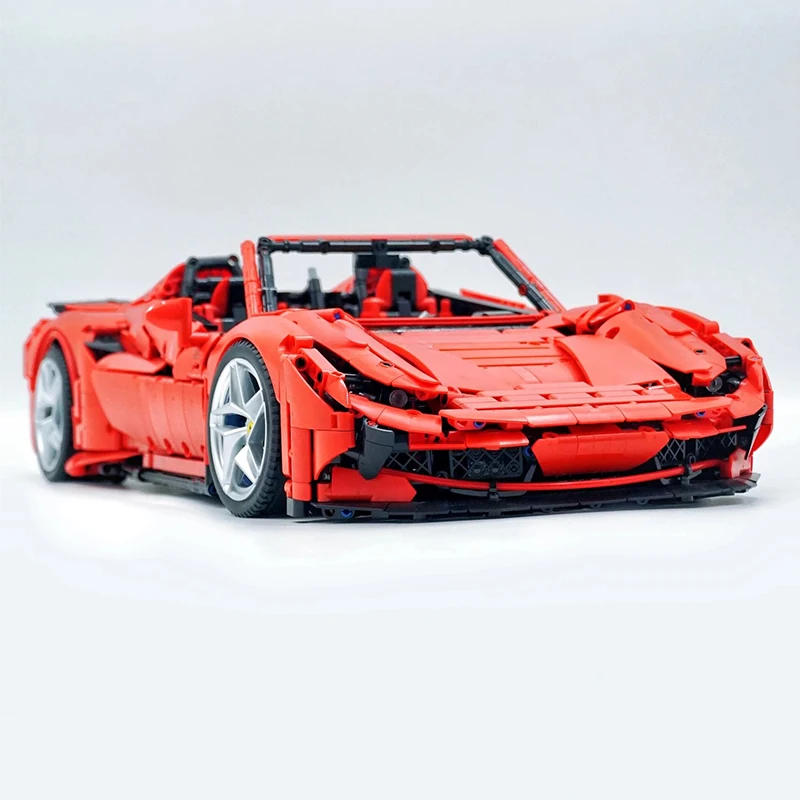 MOC JD018 Technical Red F8 Sports Car Building Blocks Speed Racing Vehicle Brick Puzzle Educational Toys Christmas Gift For Kids