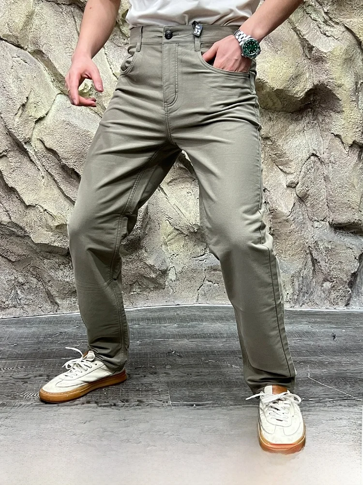 

Busin Casual Modal Blend Men's Slim Straight Leg Breathable Elastic Comfortable Autumn Leisure Pants Sli Luxury Sle