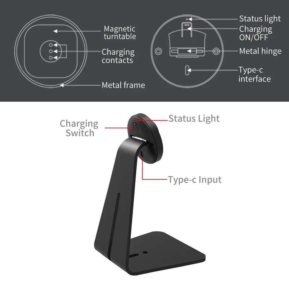 EMONITA Desk Stand with Strong Magnetic Charging for iPad mini 6 8.3-inch Tablet Aluminum Mount Holder