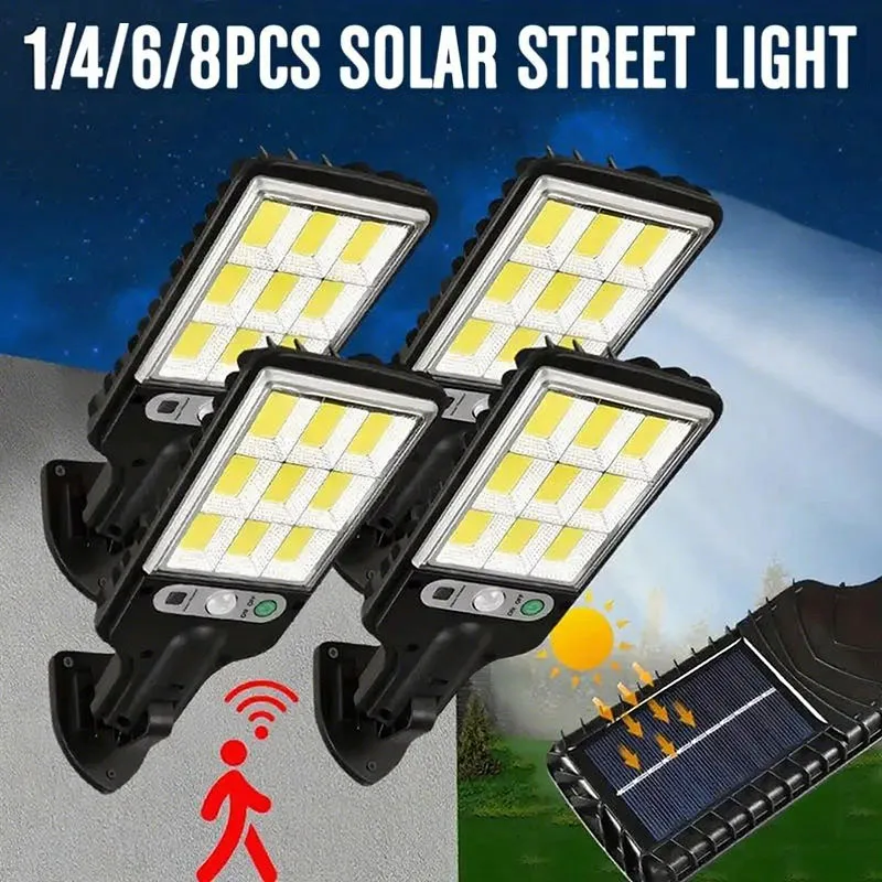 

1/4/6/8 шт. солнечный уличный светильник, интеллектуальный датчик тела, настенный светильник 108COB, подходит для сада, улицы, крыльца, террасы, освещения