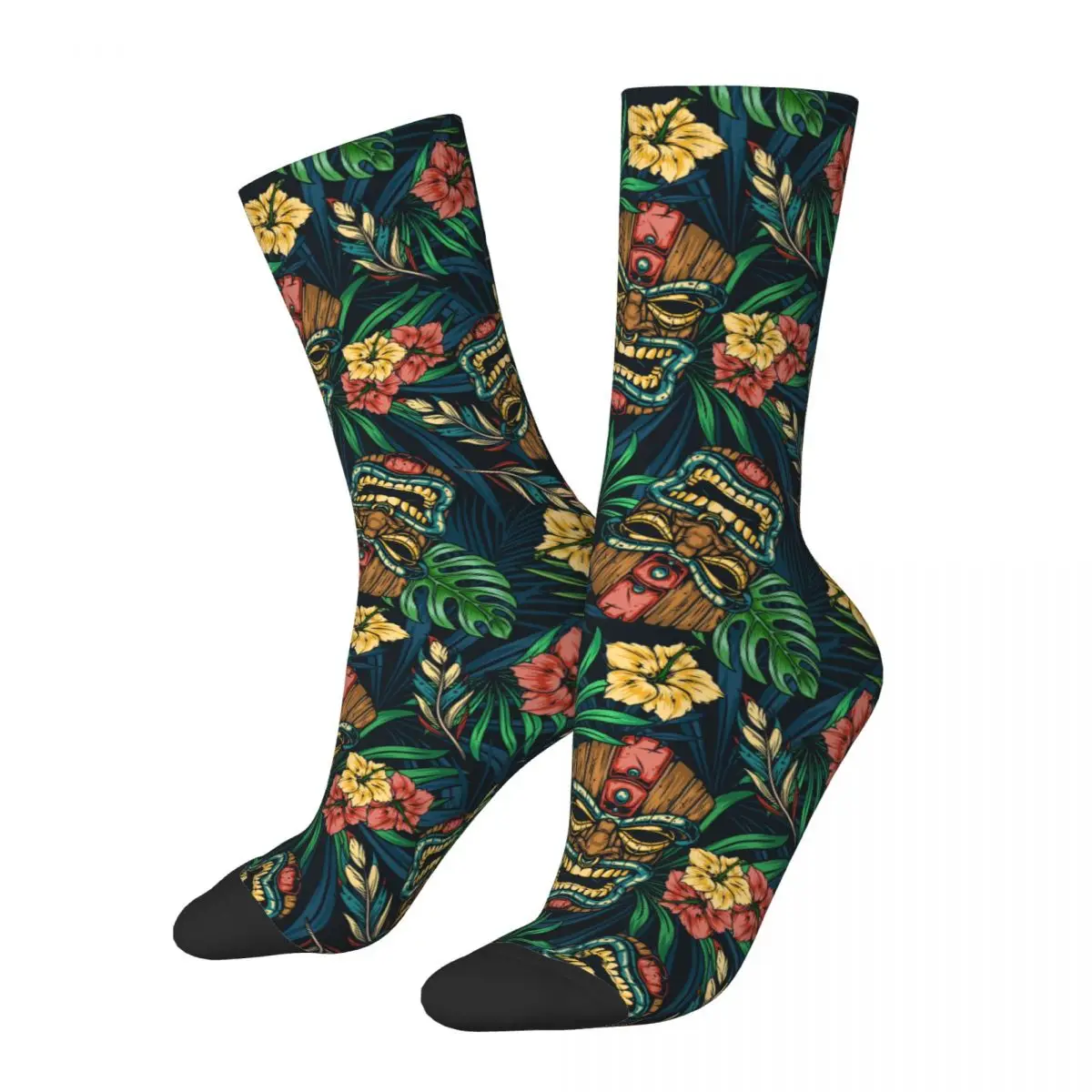 Hawaiian Tropical Colorful Seamless Pattern Vector Men's Socks Vintage Harajuku Street Style Novelty Seamless Crew Sock