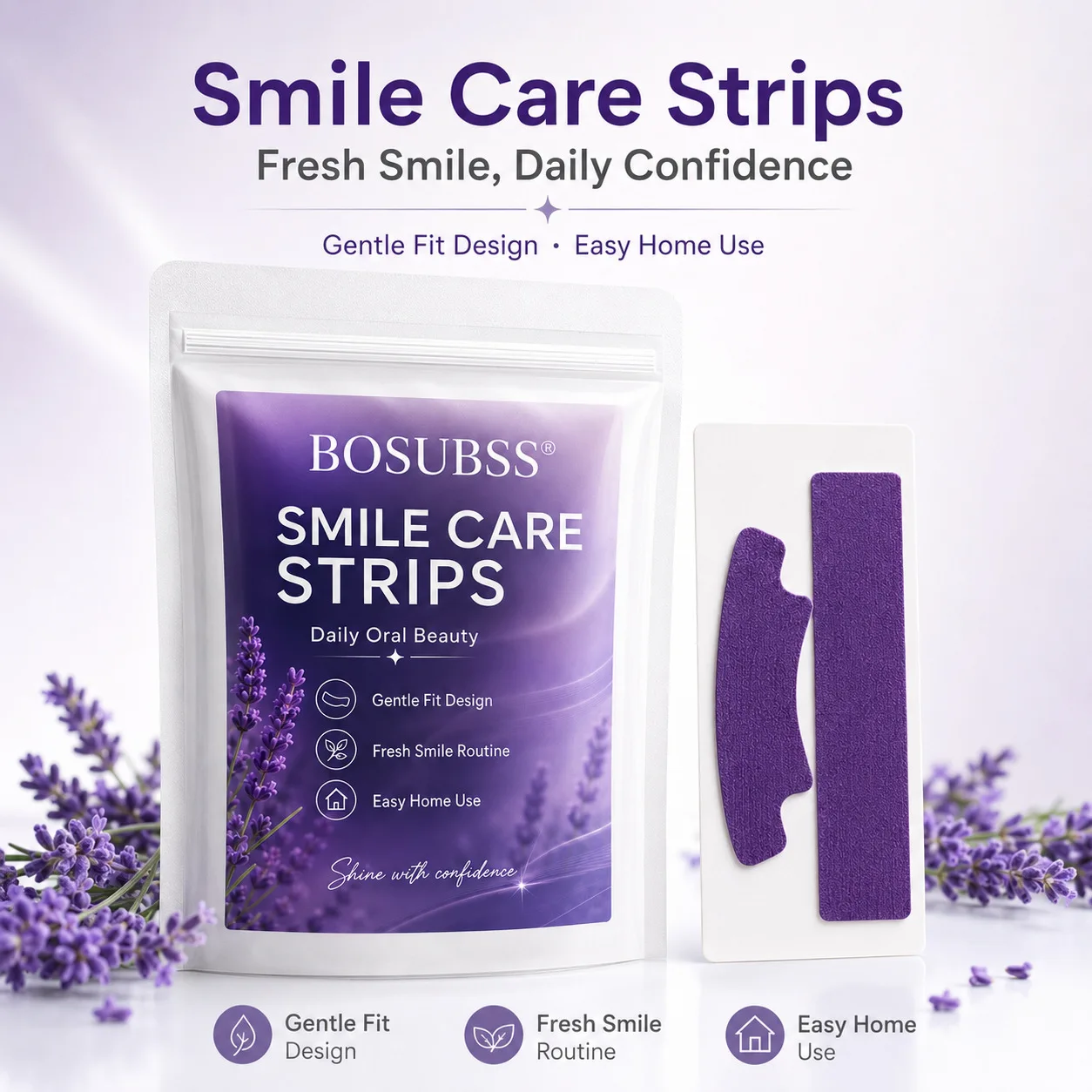 1/5 Pairs of Purple and White Dry Tooth Stickers Focus on Whitening Teeth, Removing Stains and Plaque, Beautifying Teeth