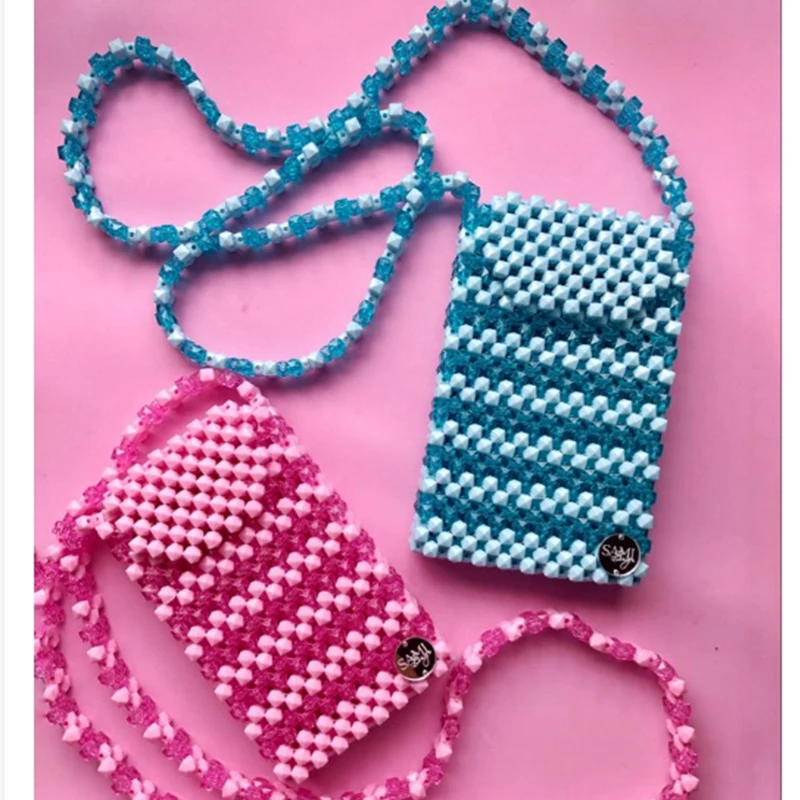 

Ins Niche Design Ladies Crossbody Fashion Phone Bag Handmade Splicing Beads Customizable Women's Bags New Hot Selling Cute Girl