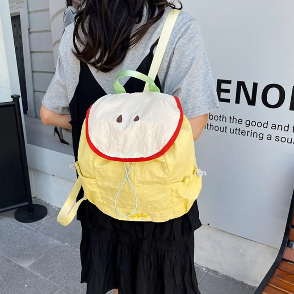 

Korean Style Outdoor Drawstring Backpack Dopamine Color Travel Fruit Nylon Backpack Commute Large Capacity Hiking Shoulder Bag