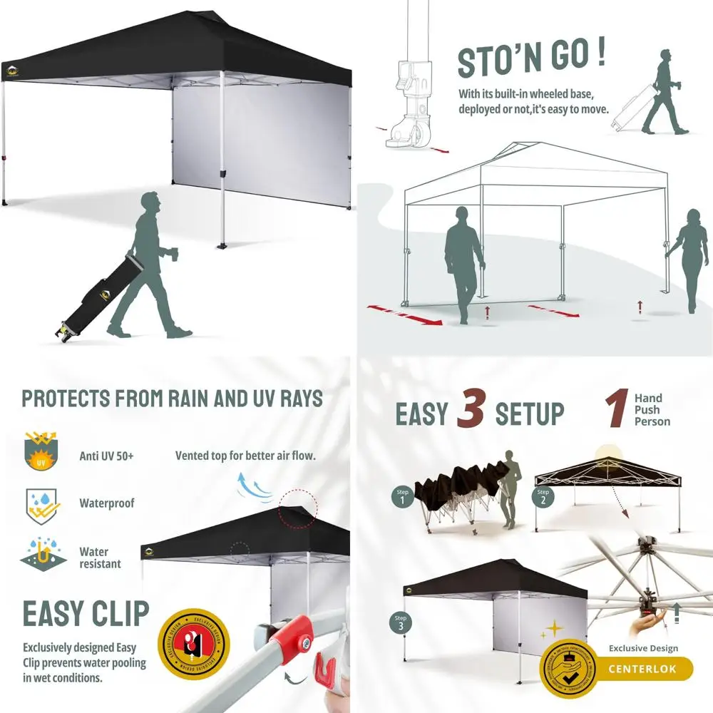 

Instant Pop Up Canopy Tent 12x12 with 150D Silver Coated Fabric, Removable Sidewall, 4 Ropes for Commercial Use