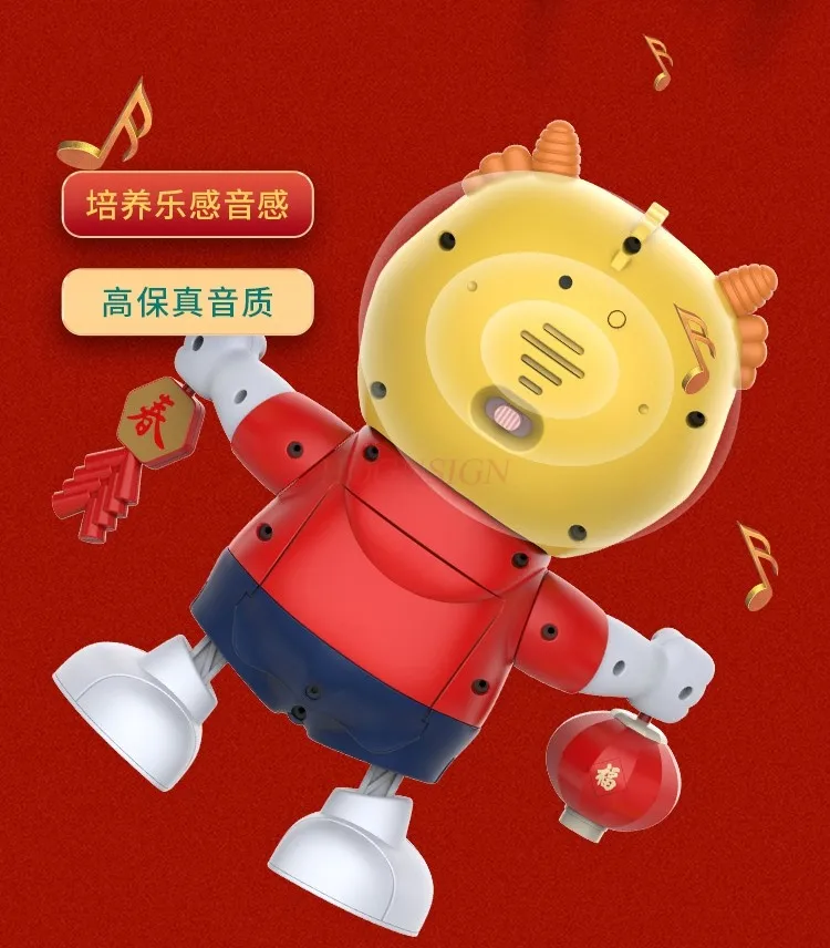 Petit Dragon dansant électrique pour enfants, Trésor léger, musique, Robot torsadé et oscillant, jouet d'entraînement pour bébé, cadeaux
