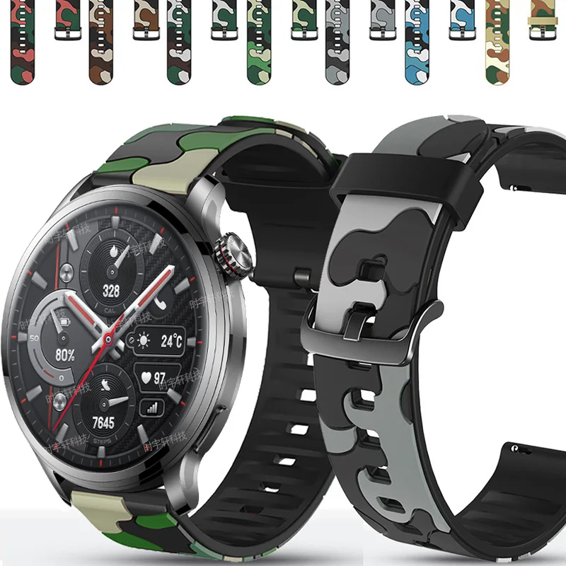 

22mm Silicone Strap For Honor Watch 4 Pro Band Sports Camouflage Bracelet For Honor Watch GS Pro/GS 3/Magic 2 46mm/Huawei GT 2