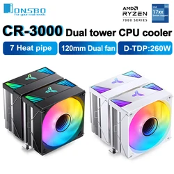 JONSBO CR-3000 Nickel Plated 7 Heat Pipe CPU Cooler ARGB Fan Dual Tower Air-cooled Radiator For LGA1700 115x 1200 2011 AM4 AM5