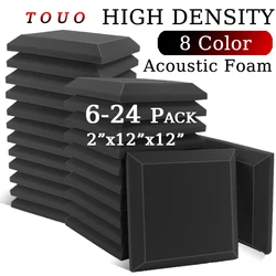 TOUO Acoustic Foam 6/12/24 Pcs Studio Sound Absorbing Panel Sound Foams Home Large Square Hypotenuse Acoustic Treatment Material