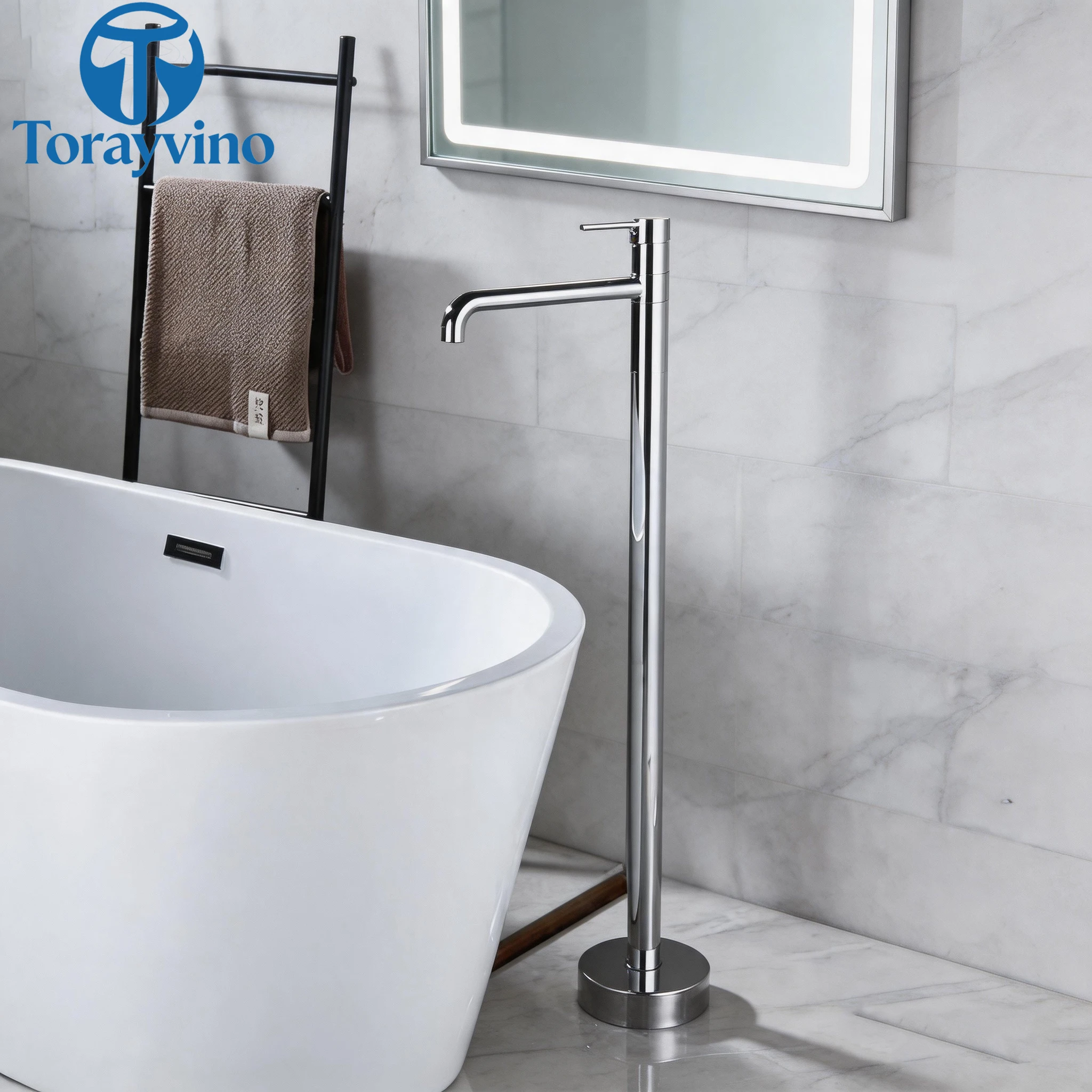 Torayvino Outdoor Shower Column Swimming pool Floor standing Bathroom Shower faucet system set Bathtub Faucet Beach wash Tap