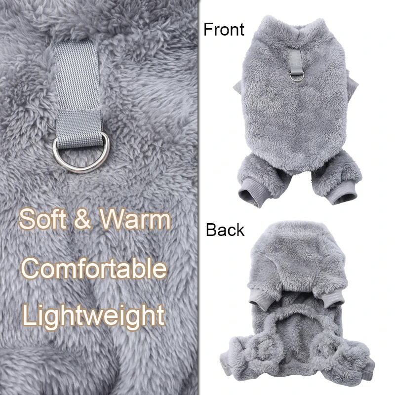 Winter Warme Haustierkleidung Weicher Flanell Hundeoverall Welpen Katzen Vierbeiner-Jacke Mantel für Kleine Mittelgroße Hunde Chihuahua Yorkie Outfit – Detail 8