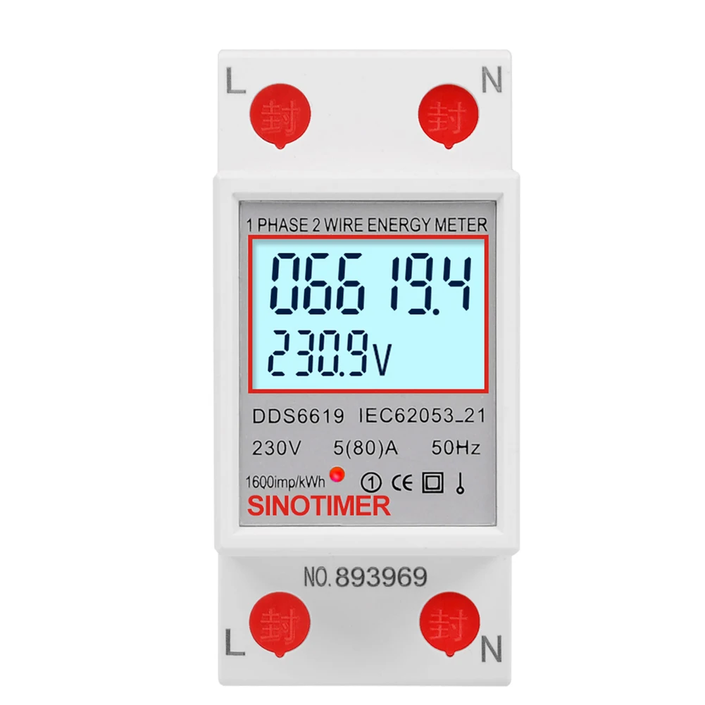 Cyfrowy monitor energii elektrycznej Super energooszczędny jednofazowy licznik energii Wyświetlacz LCD 220 V 230 V 50 60 Hz Instalacja wewnętrzna