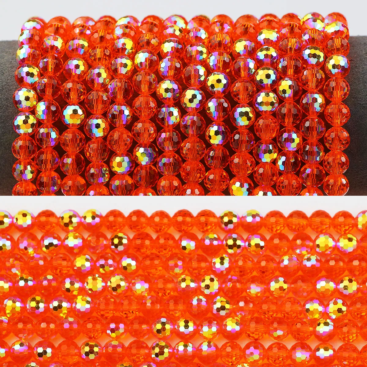 8mm Orange Red Austrian Crystal 96 Facets Ball Bead Acrylic Round Loose Beads for Jewelry Earrings Bracelets DIY Accessories