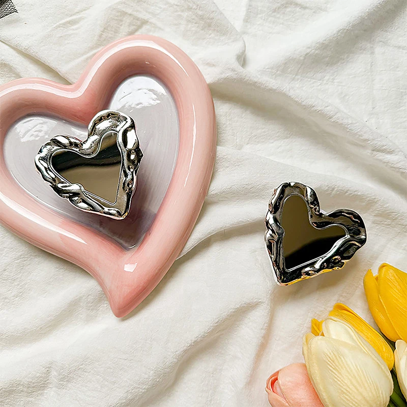 

Korea Silver Heart Grip Tok Mirror Luxurious Finger Holder Griptok Mobile Stand Cellphone Support Smart Phone Accessories