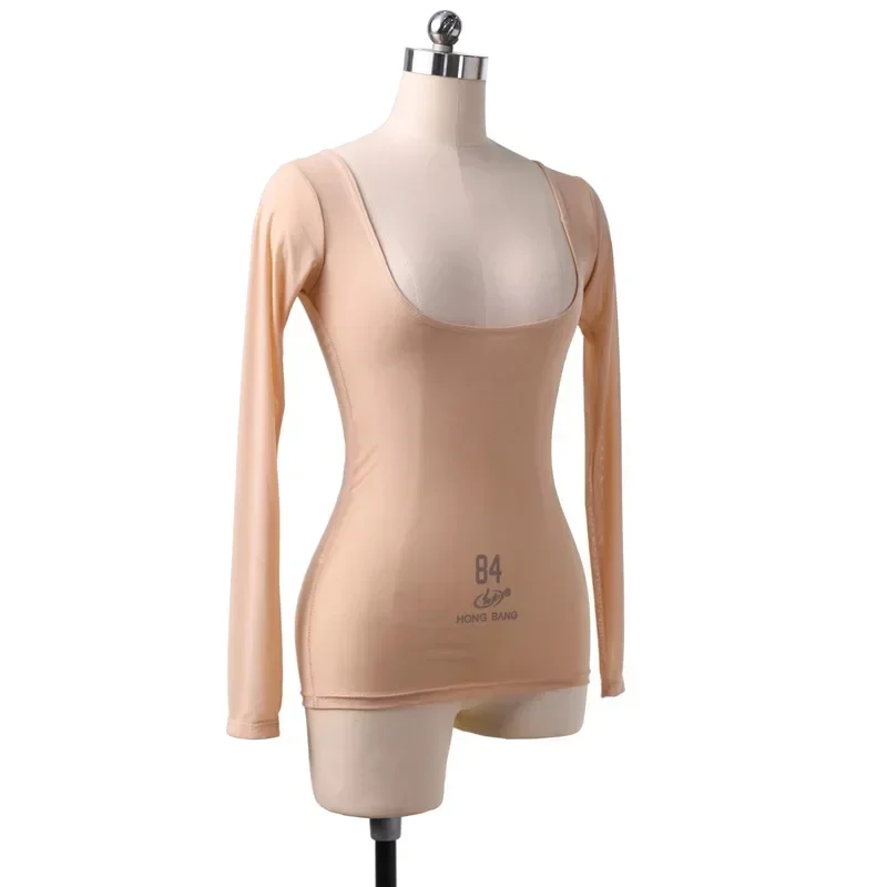 

Dancing Water Gauze Chest Supporting Long Sleeved Blouse Versatile Belly Dancing Clothes High Elastic Mesh