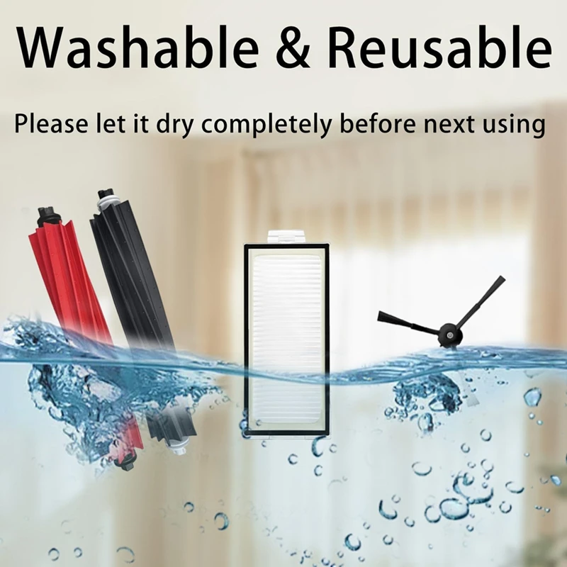 مجموعات بديلة لـ Roborock Q5 Max+/ Q5 Duoroller+/Q5 Pro/Q5 Pro+/Q8 Max/ Q8 Max+ مكنسة روبوت، فرشاة رئيسية فلتر HEPA