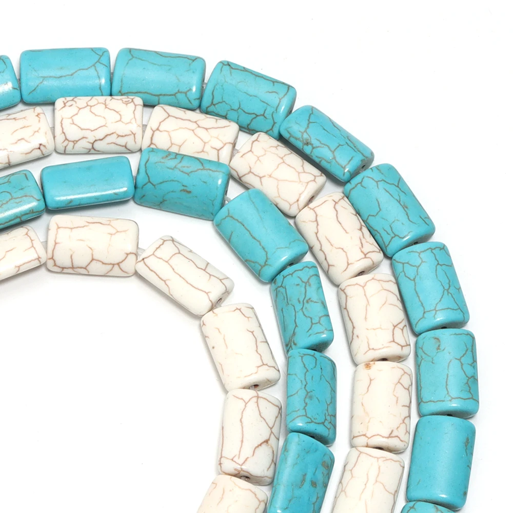 1 Strand Rectangle Turquoise Beads White Blue Color Natural Stone Beads For Jewelry Making DIY Necklace Bracelet Accessories