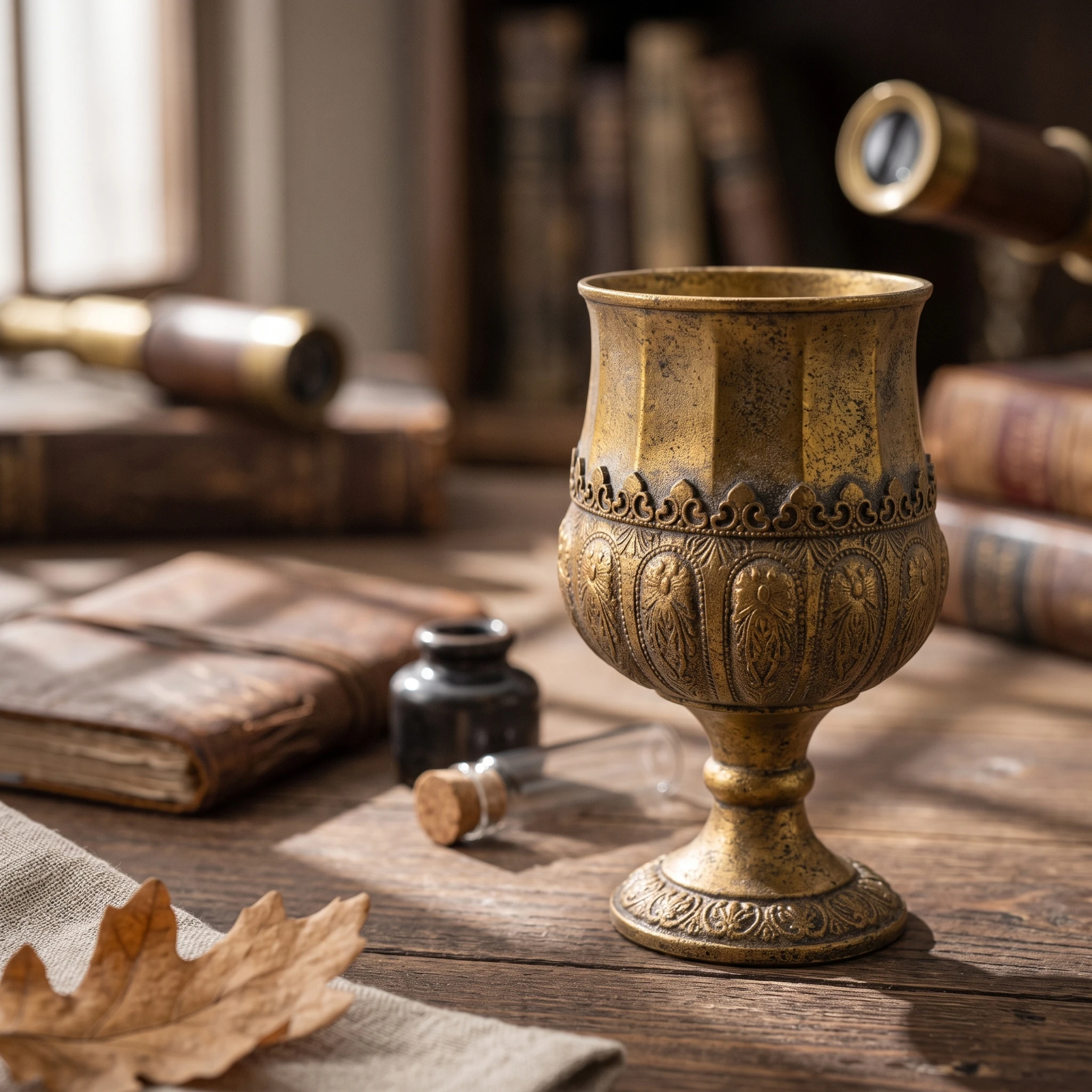 Pedestal Vase Gold-Tone Vase with Scalloped Rim Urn with Square Foot Decorative Classic for Entryway, Lobby