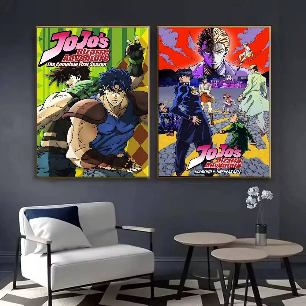 JoJos B-Bizarre Adventure Poster Waterproof Sticky Wall Art Print For Bedroom Living Room Hallway Bar Home Decor
