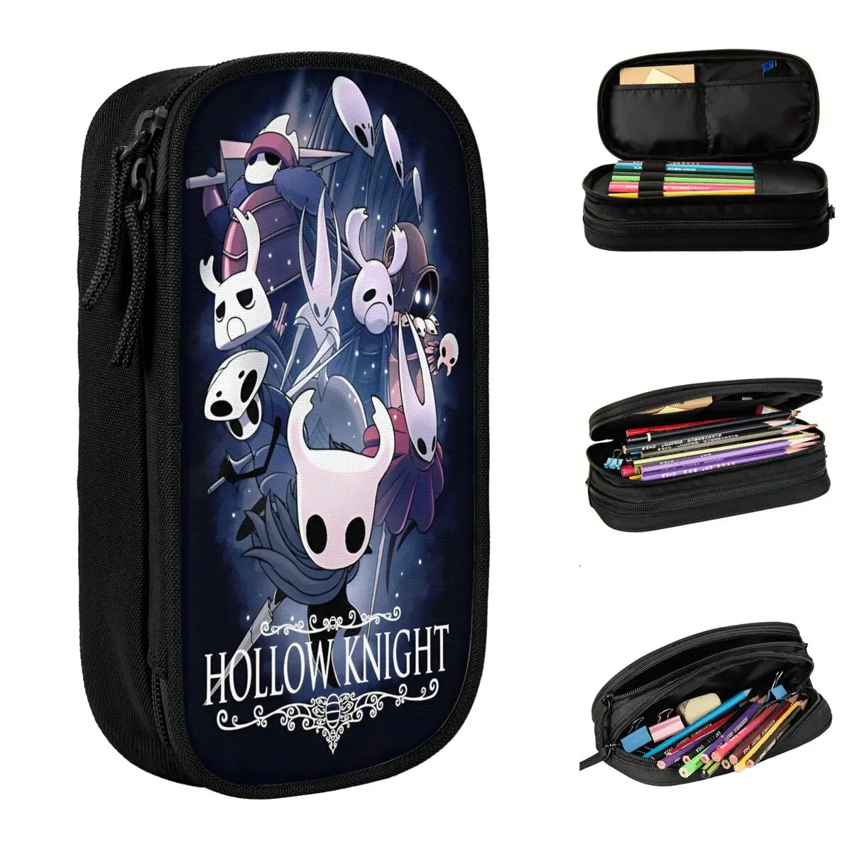 Hollow Knight Game Pencil Cases Ghost Skull Pen Box Bag Girls Boys Big Capacity Students School Gifts Pencil Pouch