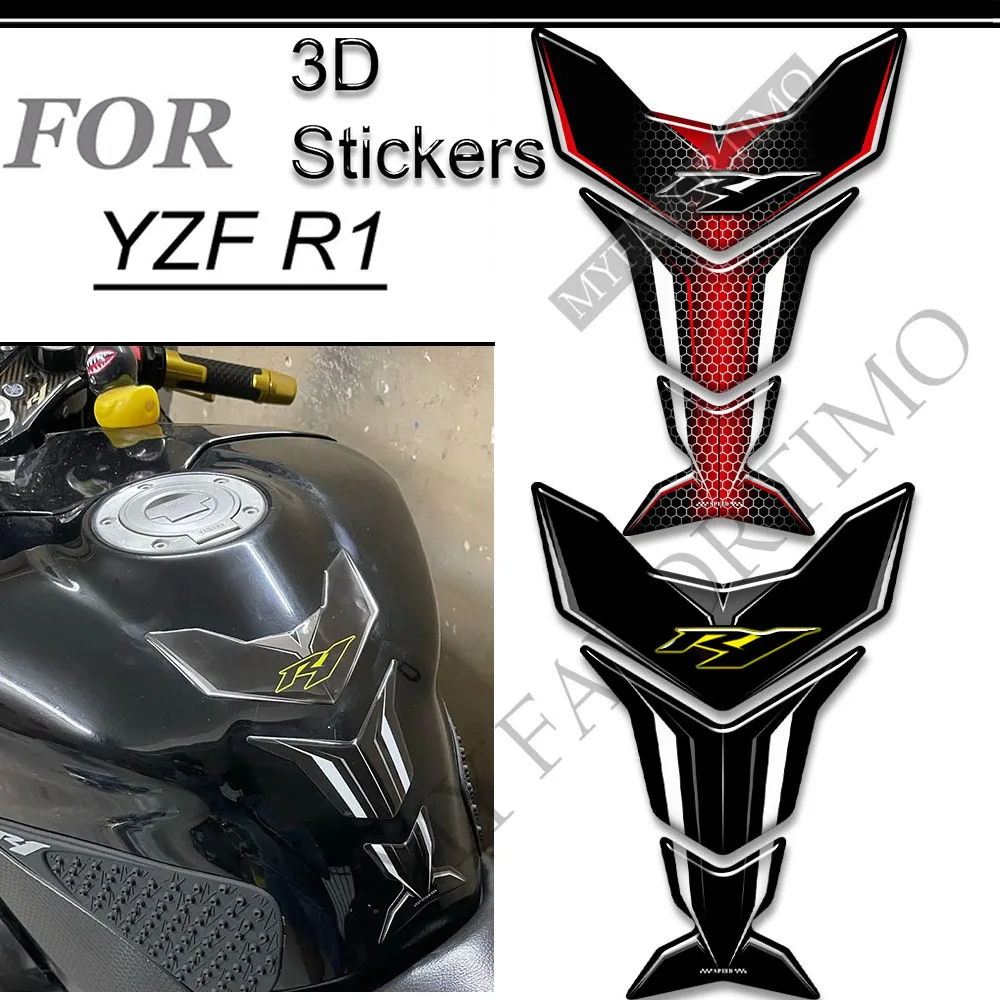 Motorcycle Stickers For YAMAHA YZF-R1 YZFR1 YZF R1 R 1000 Tank Pad Decals Protector Emblem Logo Gas Fuel Oil Kit Knee