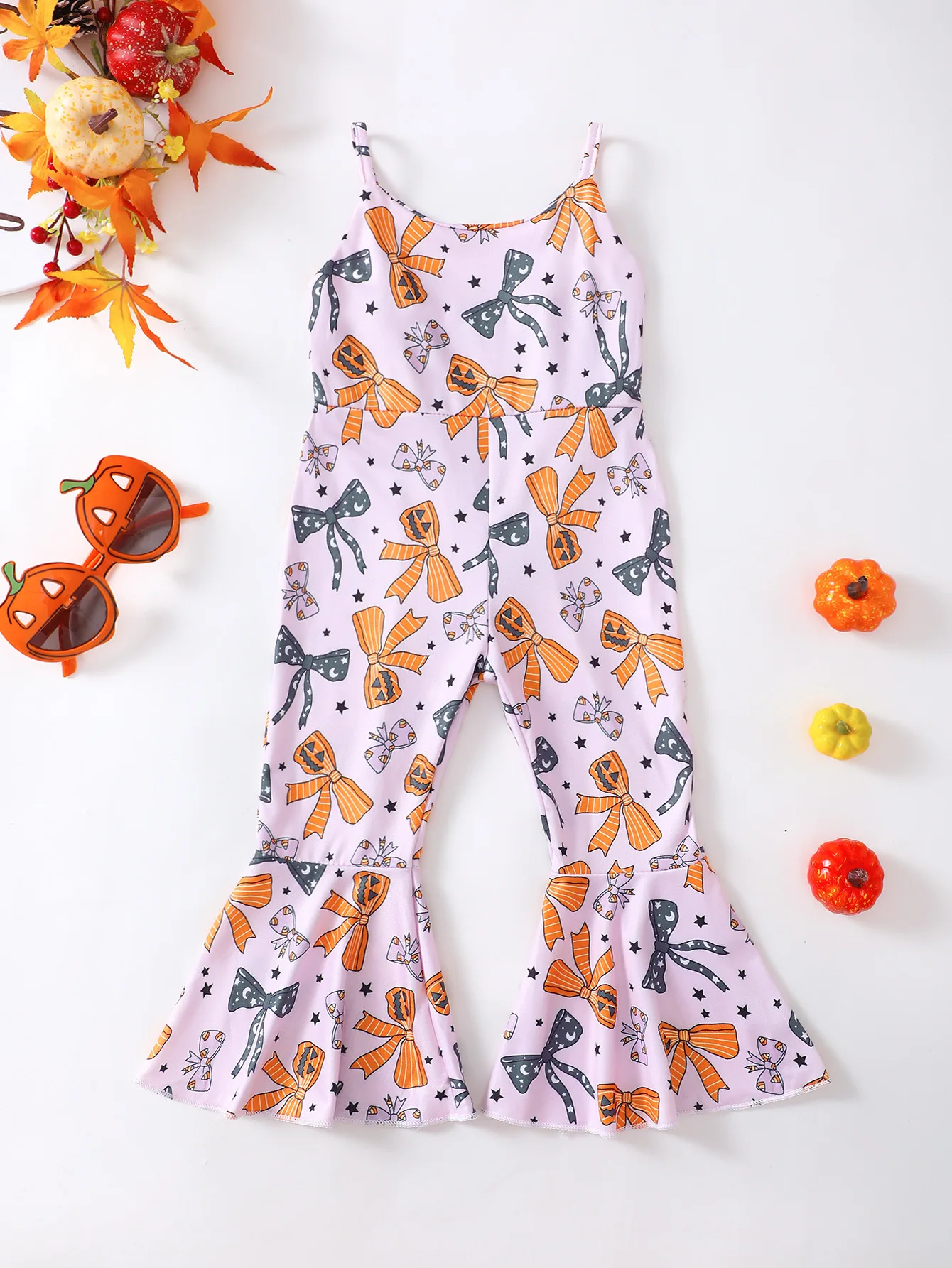 Girls Halloween Halter Jumpsuit Flared Pants For Daily Casual Wear Best Halloween Gifts