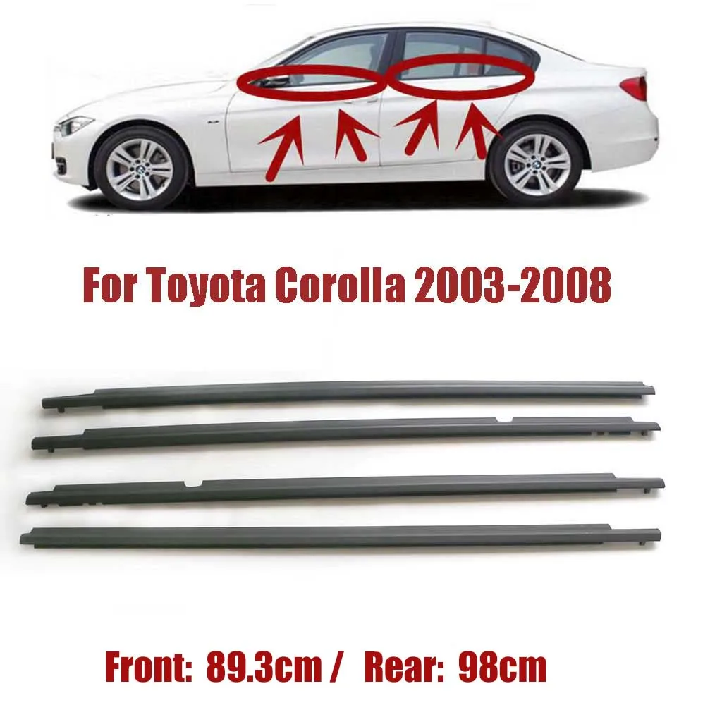 

For Toyota Corolla 2003-2008 Door Outside Window Weatherstrip Seal Belt Weather Strip Outer Protector Auto Car Accessories4PCS