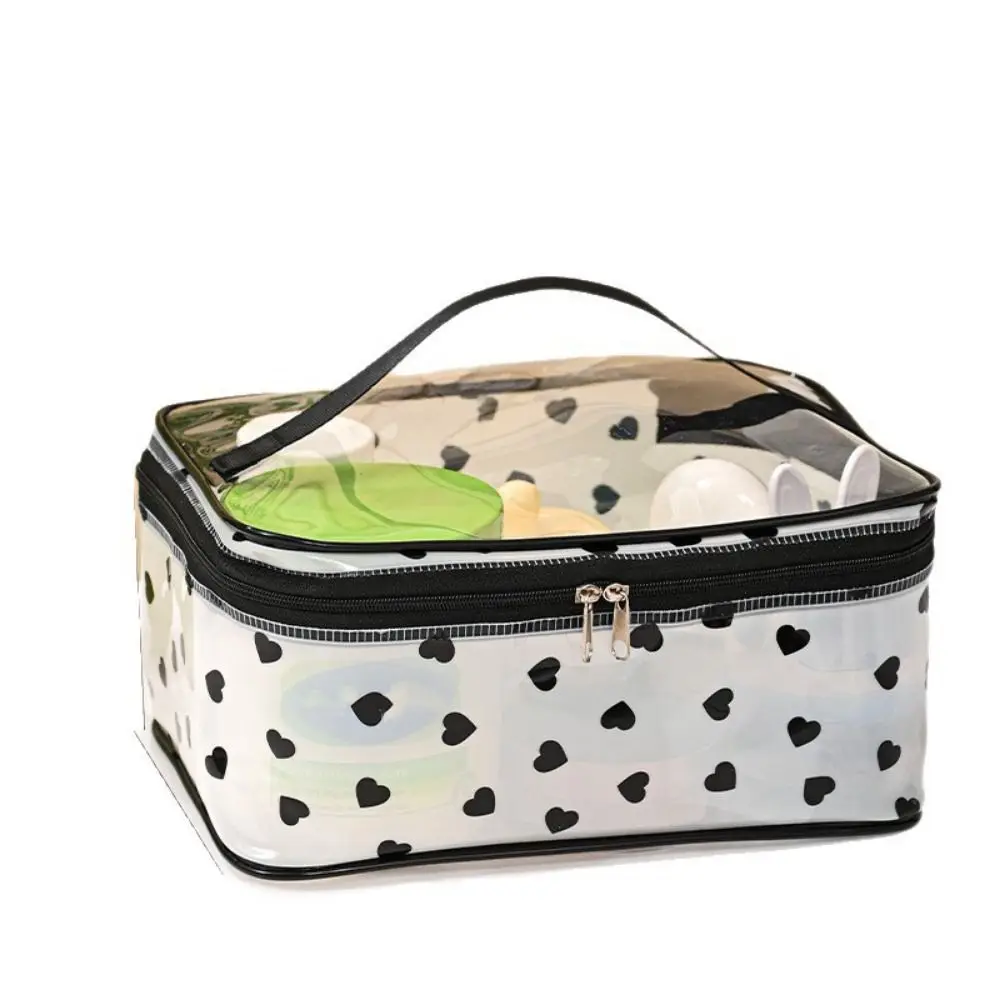 حقيبة مكياج متعددة الوظائف قابلة للتنفس، حقيبة مستحضرات تجميل شفافة كرتونية، حقيبة مستحضرات تجميل مستطيلة، رحلة عمل #3