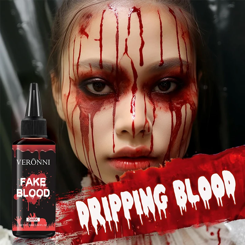 50ml Fake Blood,Pointed Squeeze Bottle,Waterproof Non Toxic Realistic Gel for Halloween Makeup Cosplay Costume Special FX Wound
