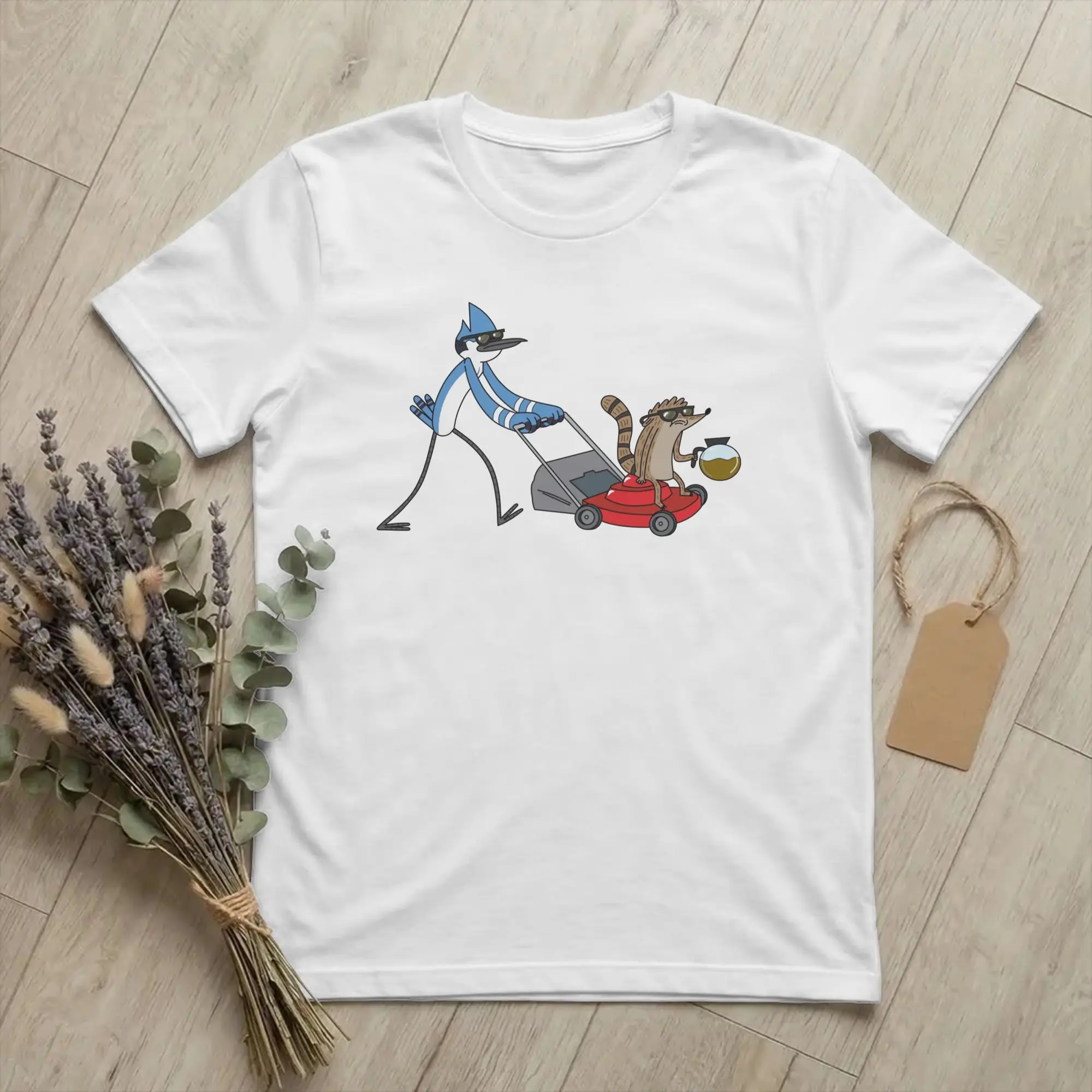 Mordecai and the Rigbys  T Shirts Men Women Cotton Casual T-Shirts Round Neck Regulars Show  Tees Short Sleeve Tops Printed