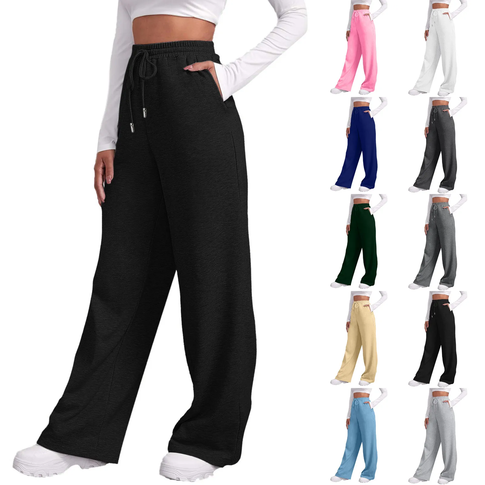 Women’s Fleece Lined Sweatpants Wide Straight Leg Pants Bottom Sweatpants Joggers Pants Workout Pants For Women Workout Joggers