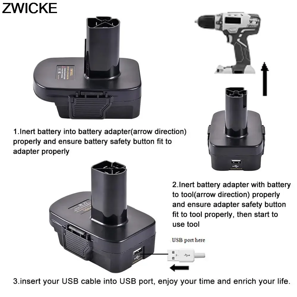 Imagem -05 - Adaptador Conversor Ferramenta para Dewalt Milwaukee Black Decker Porter-cabo Stanley Li-ion Bateria Dm18gl Bps18gl 19.2v