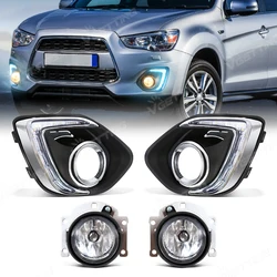 Car LED Front Daytime Running Light For Mitsubishi ASX 2013 2014 2015 Fog Lamp 3-Colors DRL Turn Signal Light Waterproof 12V