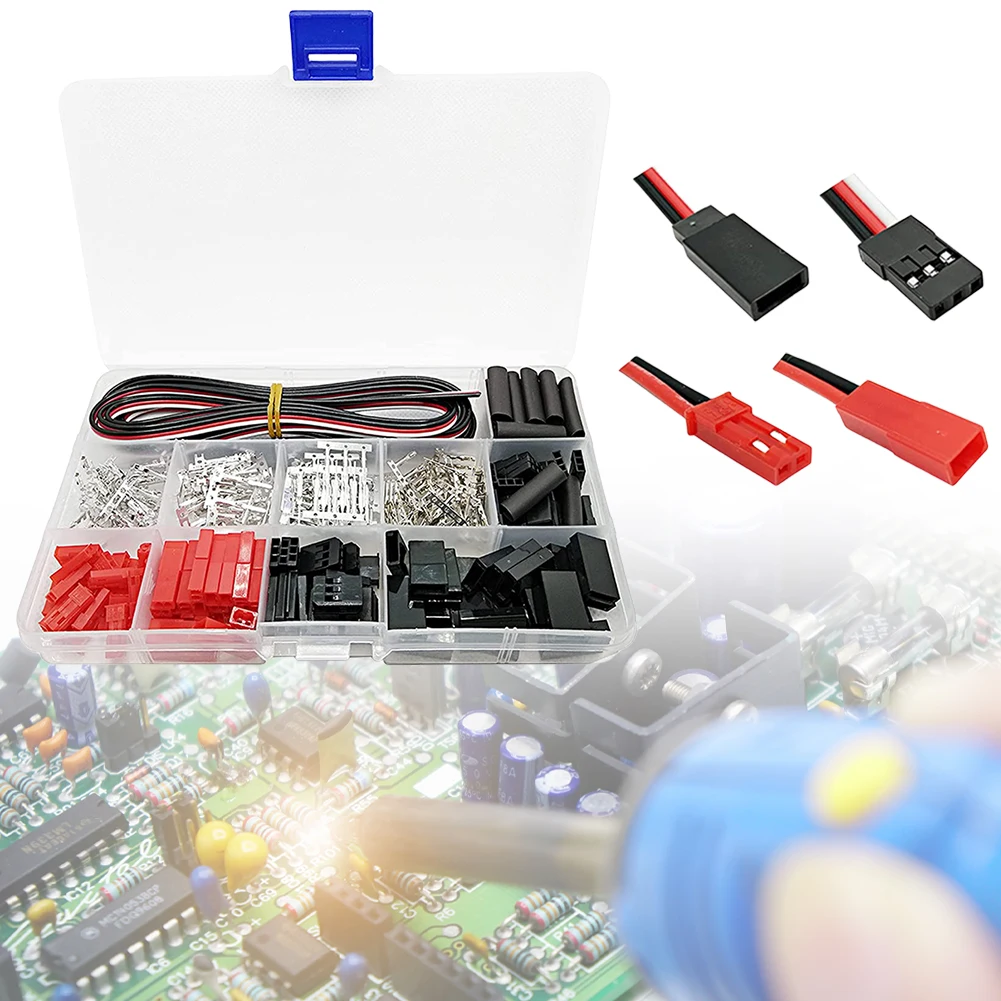 400pcs Servo Connector Socket Crimp Pin Cable Kit 22AWG Wire for JR JST SYP Futaba Male Female Jumper Cable Plug 2.54mm Terminal