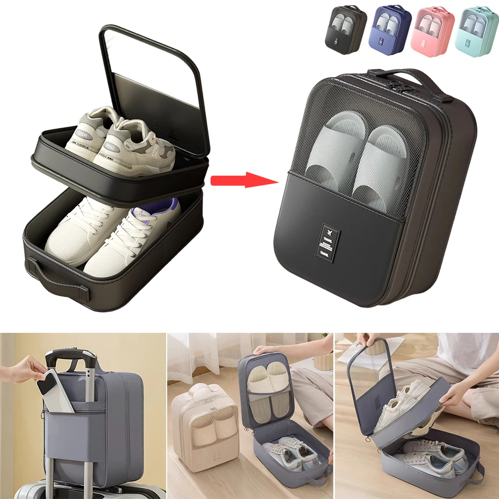 M/L/XL 3-Layer حقيبة تخزين الأحذية القابلة للتعليق مع سحاب مقاوم للماء قابل للطي منظم أحذية السفر للسفر في الهواء الطلق المنزل #1