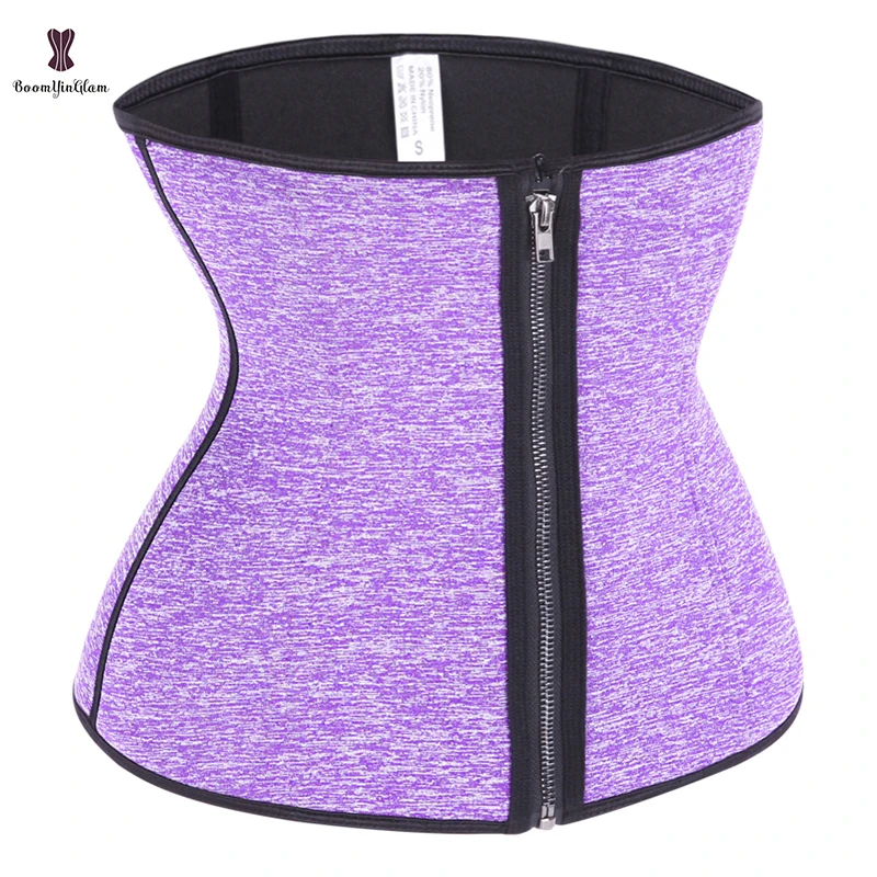 29.5CM Height Front Zip Waist Training Corset 80% Neoprene 20% Nylon Hook Sheath Workout Girdle Sweat Body Shapewear