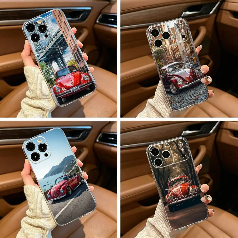 

Vintage- Beetle Retro Car Phone Case For iPhone17,16,15,14,13,12,11 ,Pro Max,16/15/14 Plus Transparent Cover