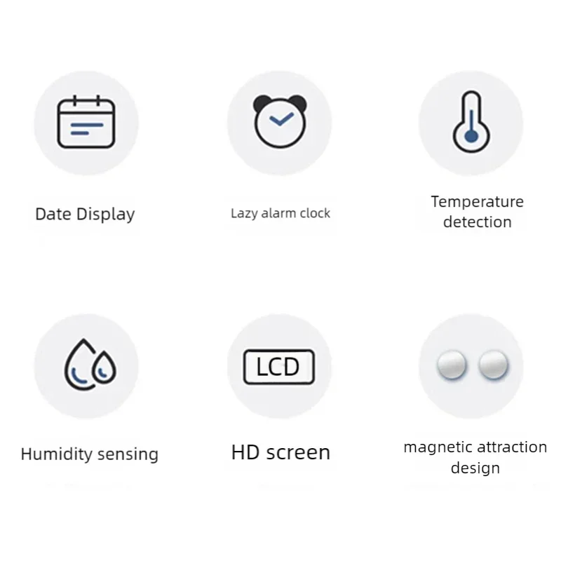 Xiaomi Youpin ساعة منبه LCD شاشة كبيرة مقياس درجة الحرارة الرقمي الرطوبة ساعة منبه بسيطة تصميم مغناطيسي ساعات رقيقة جدا
