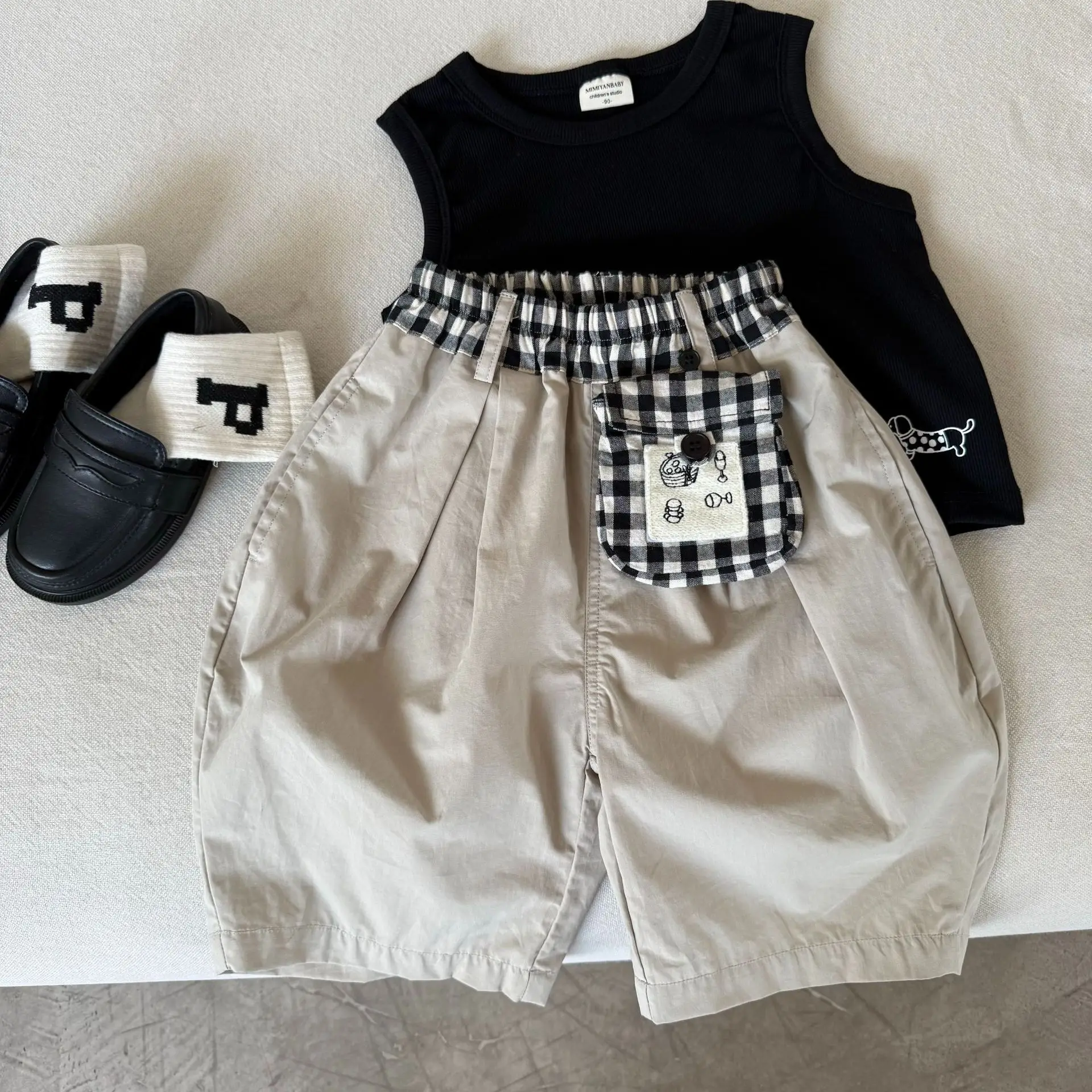Children's shorts 2025 summer new boys and girls contrasting shorts baby cotton five-point pants tide