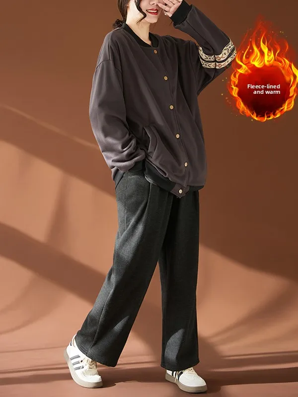 Thiened Fce Otoño Invierno mujer Jaet con banda Sve Retro creativo largo Sve cuello alto cárdigan abierto abrigo