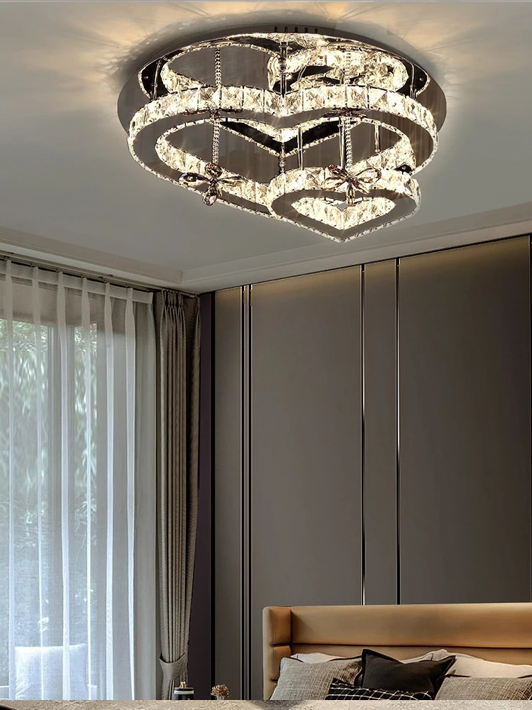 Chandeliers for Living Room Modern LED Heart Shaped Crystal Bedroom Pendant Light Dining Room Ceiling Light New Ceiling Lamp