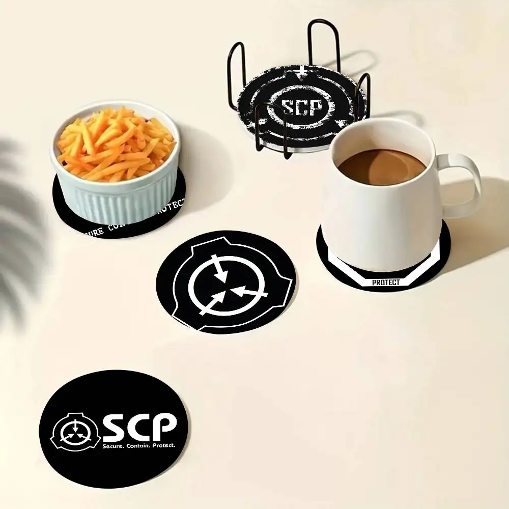 1pc S-SCP Foundation Wooden Coaster Colour Printing Cup Mat Home Desk Decoration Gifts