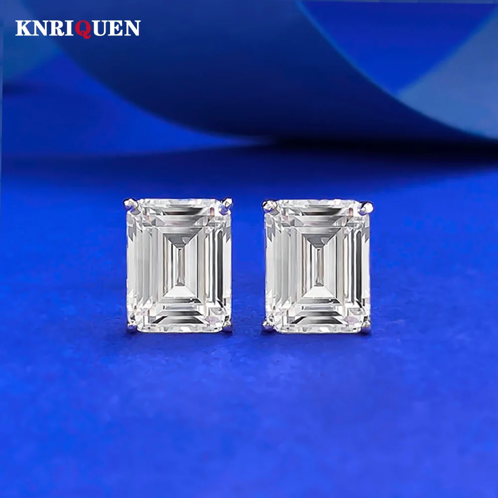 

Luxury 925 Sterling Silver 7*9mm Emerald Cut High Carbon Diamond Stud Earrings for Women Wedding Party Fine Jewelry Female Gift