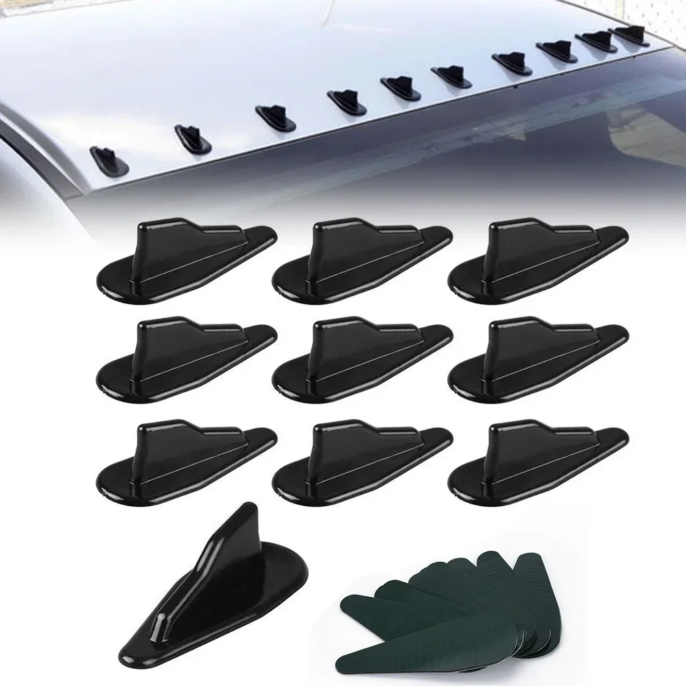 Uv-Protected Weatherproof Abs Shark Fins Spoiler Universal 10pcs Evo-Style Pp Roof Shark Fins Spoiler Wing Kit