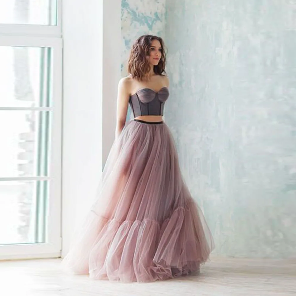 

Dreamlike Dusty Pink A-line Long Tulle Women Skirts Handmade Puffy Tutu Tulle Bridal Skirt Wedding Skirt Tulle Maxi Skirts