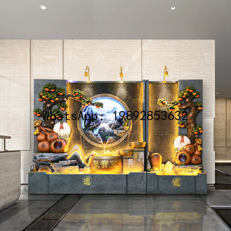 LYY Fake Mountain Water Fountain Living Room Office Decoration Landscape Company Wealth-Attracting Water Curtain Wall